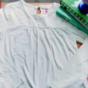 girls eyelet long sleeve tee